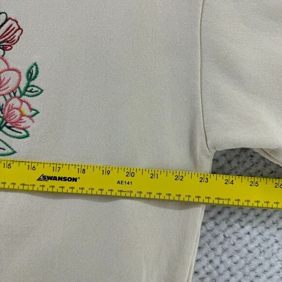 Disney Sweater Womens XXL Cream Mickey Embroidered Crew Neck Plush Lining - Picture 11 of 11